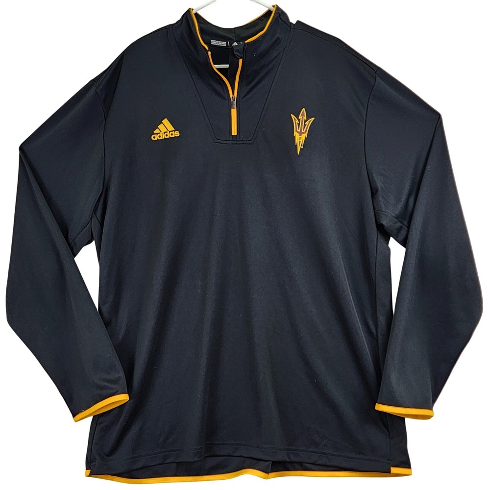 Adidas Arizona State Sun Devils Quarter-Zip Pullover Mens 2XL Black Collegiate
